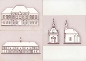 Tata, Tata-Tóváros - 8 db MODERN grafika a BME hallgatóitól, közte a zsinagóga