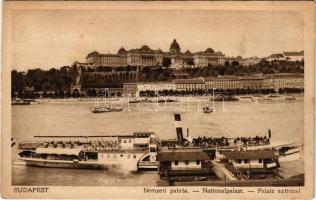 Budapest I. Királyi vár (Nemzeti Palota), Várbazár, Hotel Fiume szálloda, SS "FERENCZ FERDINÁND" gőzhajó. Rigler r.t. kiadása (Rb)