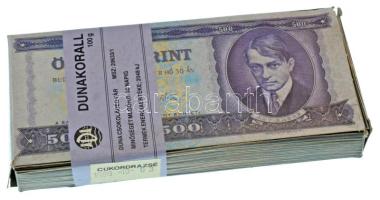 1990. "Dunakorall" 500Ft-os bankjegyköteget mintázó karton édességes doboz