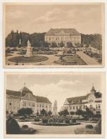Szentes - 2 db RÉGI képeslap: Erzsébet tér, hősi szobor, járásbíróság