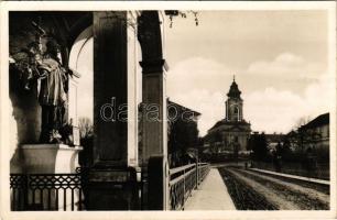 1947 Szentgotthárd, Szt. János szobor, templom, utca. Németh Vilmos kiadása