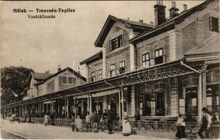 1918 Hőlak-Trencsénteplic, Hőlak, Trencséntepla, Trencsén-Tepla, Trencianske Teplá, Trencianska Teplá-Teplice; vasútállomás. MÁV levelezőlapárusítás 522. / railway station (Rb)