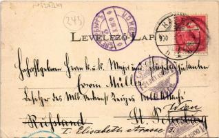 1900 Kassa, Kosice; Fő utca a Szepsi úttal, piac, Adriányi és Markó üzlete, székesegyház. László Bél...