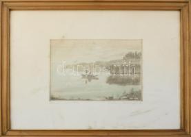 Csáki-Maronyák József (1910-2002): Csendes Balaton. Színezett rézkarc, papír, jelzett, üvegezett fakeretben, 17x23,5 cm