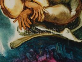 Gombor József (1962-2021): A hold álma, 2002. Olaj, karton jelzett, dekoratív fakeretben, 49x27,5 cm