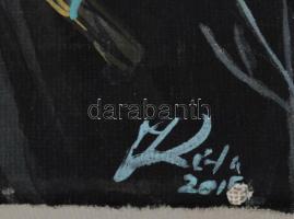 Olvashatatlan jelzéssel: Varázsló lovon (fantasy). Olaj, vászon, jelzett, kissé sérült, 30x40 cm