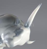 Zsolnay szürkemarha. Terv.:Sinkó András. Kézzel festett, jelzett, hibátlan, m: 15,5 cm, h: 32 cm