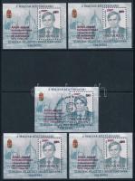 2010 Antall József 5 db blokk felülnyomással, közte egy alkalmi bélyegzéssel (20.000)