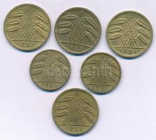 Németország / Weimari Köztársaság 1924. 50pf (4x) + 1925. 10pf + 1935. 10pf T:XF,VF kis patina Germany / Weimar Republic 1924. 50 Pfennig (4x) + 1925. 10 Pfennig + 1935. 10 Pfennig C:XF,VF small patina