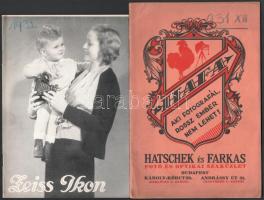1931-1932 Zeiss Ikon fényképezőgép katalógus, 24p + Hatschek és Farkas Fotó-Optika árjegyzéke