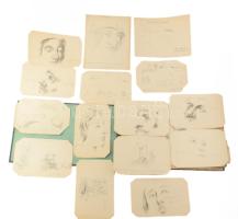 Mayer Árpád, XIX. sz. második fele: kb. 40 db iskolai tanulmányrajz (portrék, ornamentikák, geometria alakazatok stb.), 1870 körül. Ceruza, papír, többségben jelzett. Korabeli mappában, belső kötéstáblán Fischer István győri papír- és írószerkereskedő címkéjével. Klf, méretekben. Részben lapszéli szakadásokkal.