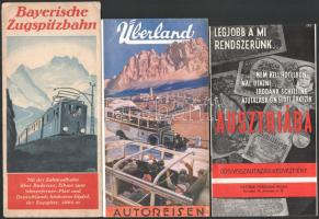 cca 1930 Német és osztrák utazási prospektusok, 3 db (Bayerische Zugspitzbahn, Überland - Autoreisen)