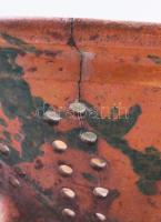 Lábas szűrő cca 1900, Gorzafalva, Erdély, repedéssel, d: 28 cm, m: 12 cm