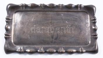 Ezüstözött tálca pereménél hólyagos díszítéssel, 37x21 cm