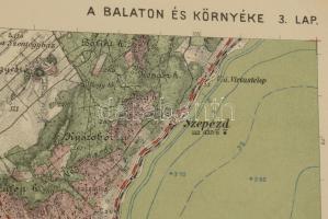 cca 1929 Balaton és környékének térképe, 3. lap, 1:75 000, kiadja: M. Kir. Állami Térképező Intézet,...