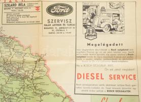 cca 1940 Merre menjek? Magyarország autóútjai és közigazgatási beosztása, a visszacsatolt területekk...