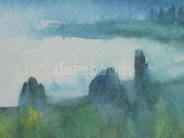 Lőrincz Vitus (1933-): Balaton, 1993. Akvarell, papír, jelzett, üvegezett fakeretben, 34x53 cm