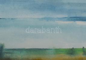 Lőrincz Vitus (1933-): Balaton, 1993. Akvarell, papír, jelzett, üvegezett fakeretben, 34x53 cm