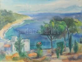 Lőrincz Vitus (1933-): Hapimag, Bodrum, Törökország, 1994. Akvarell, papír, jelzett, Lőrincz Vitus a...