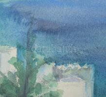 Lőrincz Vitus (1933-): Hapimag, Bodrum, Törökország, 1994. Akvarell, papír, jelzett, Lőrincz Vitus a...