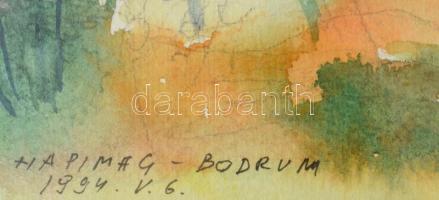 Lőrincz Vitus (1933-): Hapimag, Bodrum, Törökország, 1994. Akvarell, papír, jelzett, Lőrincz Vitus a...