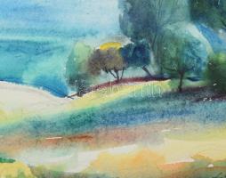 Lőrincz Vitus (1933-): Tengerpart Törökországban, 1995. Akvarell, papír, jelzett, hátoldalán Lőrincz...