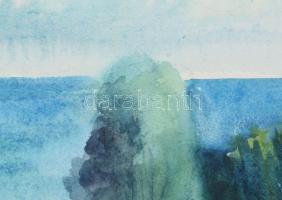 Lőrincz Vitus (1933-): Tengerpart Törökországban, 1995. Akvarell, papír, jelzett, hátoldalán Lőrincz...