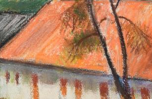 Lőrincz Vitus (1933-): Balatonfelvidéki lovastanya, 2003. Pasztell, papír, jelzett, paszpartuban, 33...