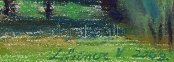 Lőrincz Vitus (1933-): Balatonfelvidéki lovastanya, 2003. Pasztell, papír, jelzett, paszpartuban, 33...