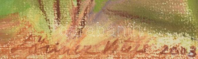 Lőrincz Vitus (1933-): Balatonfelvidéki lovastanya, 2003. Pasztell, papír, jelzett, paszpartuban, 33...