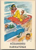 Közlekedési karikatúrák -18 db MODERN humoros grafikai motívum képeslap, saját tokban, eredeti Képző...