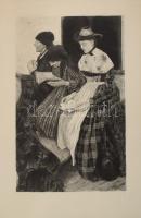 Wilhelm Leibl (1844-1900): Három hölgy a templomban. Rézkarc, papír, jelzett a karcon, 34x23 cm