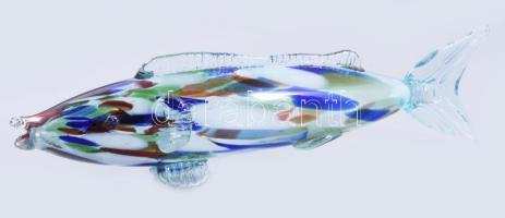 Színezett üveghal, h: 25 cm