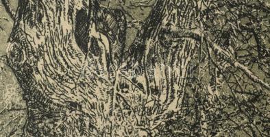 ifj. Imre István (1950-): Tanúfa 1. (vagy "Banyafa"). Rézkarc, papír, jelzett. Művészpéldá...