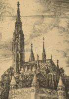 Szabó Vladimír (1905-1991): Pestről a Vár. Rézkarc, papír, jelzett. Kartonra kasírozva. 29x39 cm