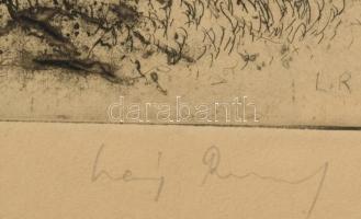 Láng Rudolf (1904-1991): Kidőlt fa. Rézkarc, papír. Jelzett. 29x39 cm