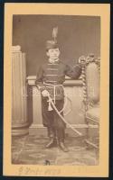 1870 Gyerek katonaruhában, keményhátú fotó Beniczky pozsonyi műterméből, 10,5×6,5 cm