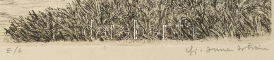 ifj. Imre István (1950-): A tónál. Rézkarc, papír, jelzett. Művészpéldány E/A jelzéssel. 24,5x29,5 c...