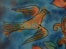 Lőrincz Vitus (1933-): Lantos lány. Tűzzománc, rézlemez 48x20 cm Fa keretben., 58x33 cm Jelzett /// ...