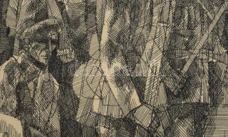 Feledy Gyula (1928-2010): Petőfi útján (Madrid). Rézkarc, papír, jelzett. Kartonon. 19x29,5 cm