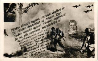1944 Minden elmúlik egyszer... Második világháborús katonai romantikus motívumlap / WWII Hungarian military romantic motive card + "M. KIR. MOZGÓPOSTA 290"