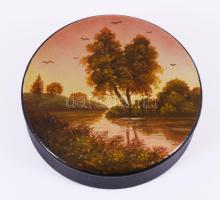 3 darab kézzel festett fa doboz, közte jelzett orosz paleh doboz certifikáttal