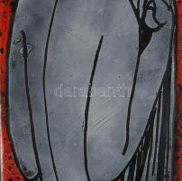 Lőrincz Vitus (1933-): Akt hátulról. Tűzzománc, rézlemez 48x15 cm Háttér 68x30 cm