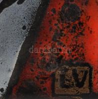 Lőrincz Vitus (1933-): Akt hátulról. Tűzzománc, rézlemez 48x15 cm Háttér 68x30 cm