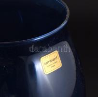 Francia királykék váza, jelzett, hibátlan, m: 21,5 cm