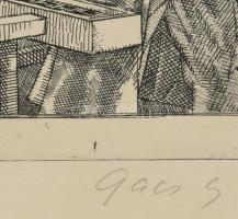Gacs Gábor (1930-2019): A Nemzeti Dal nyomdai előkészítése, 1848 március 15 (Petőfi). Rézkarc, papír...