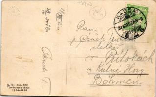 1914 Kassa, Kosice; Kossuth Lajos utca, Holzer üzlete, Európa szálloda és kávéház / street view, sho...