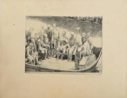 Bálványos Huba (1938-2011): Megalakul a Nemzeti Parasztpárt, 1939. Rézkarc, papír, jelzett. Kartonon. Lap széle kissé foltos. 19x29,5 cm