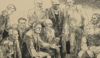 Bálványos Huba (1938-2011): Megalakul a Nemzeti Parasztpárt, 1939. Rézkarc, papír, jelzett. Kartonon...