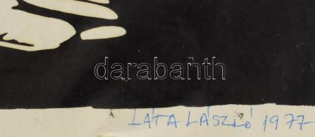 Láta László (1938-): Hüllőcsók, 1980. Linómetszet, papír, jelzett, apró gyűrődéssel, paszpartuban, 4...